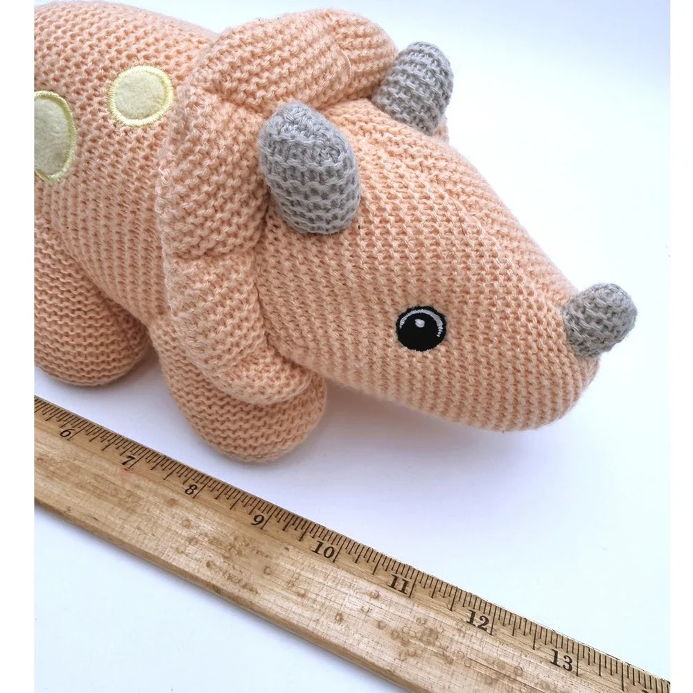Walmart Spark-Create-Imagine Knitted Triceratops Dinosaur Plush RATTLE Peach 13